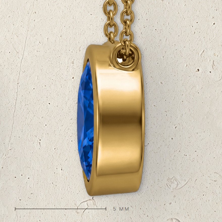 Fixed hidden tube bail of the Corund pendant in profile, with a 5 mm bar