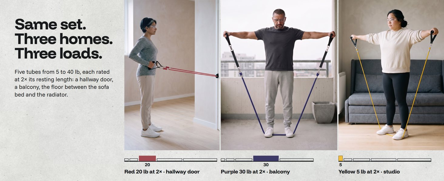 People training in a hallway, on a balcony and in a studio with Evenhold tubes