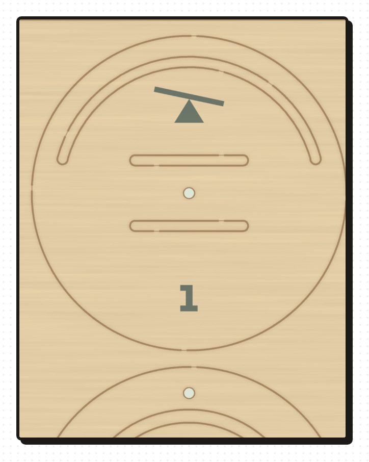 The lever mark and the 1 on the turntable, as cut on sheet A