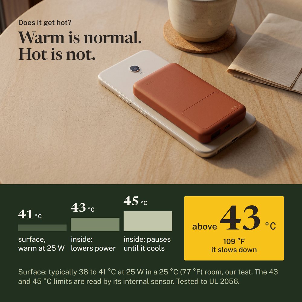 Phone screen down on a sandstone cafe table with the Kelda 37 pack on its back, beside a cup