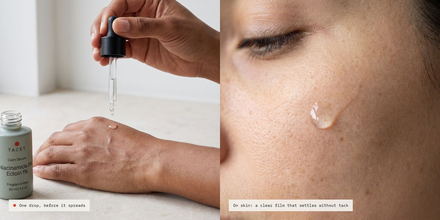 Diptych: a drop on the back of a hand and on skin