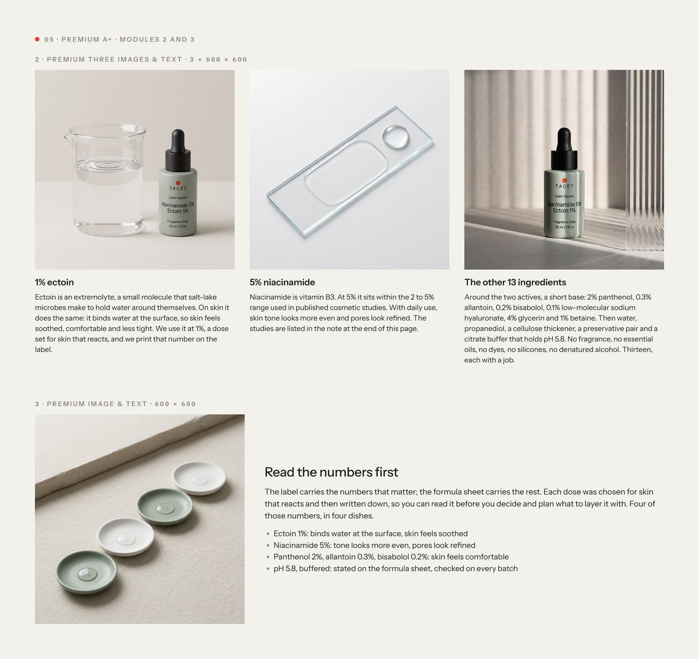 Premium A+ modules 2 and 3: three images and text, image and text